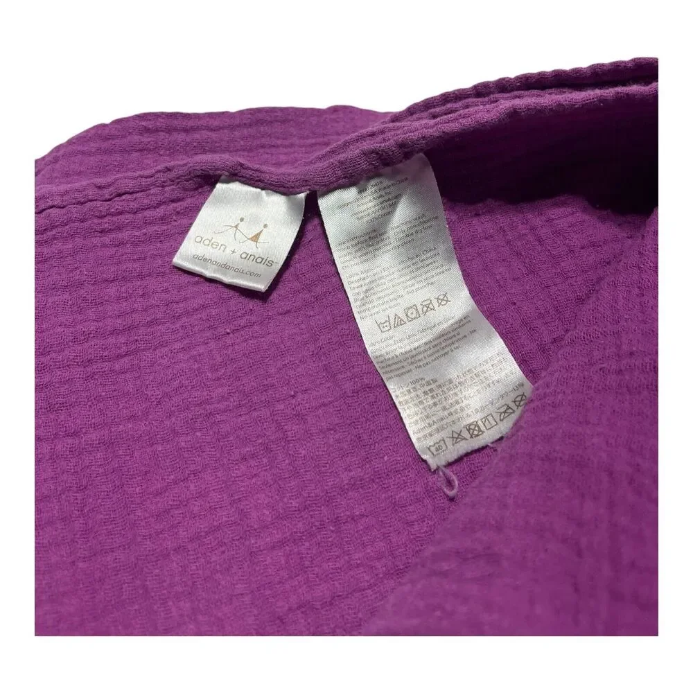 Aden & Anais solid purple muslin swaddle baby blanket 100% cotton magenta